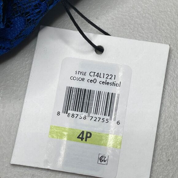 Calvin Klein Dress Womens 4P Celestial Blue Lace Scalloped Neck Sheath Cocktail - Picture 9 of 11